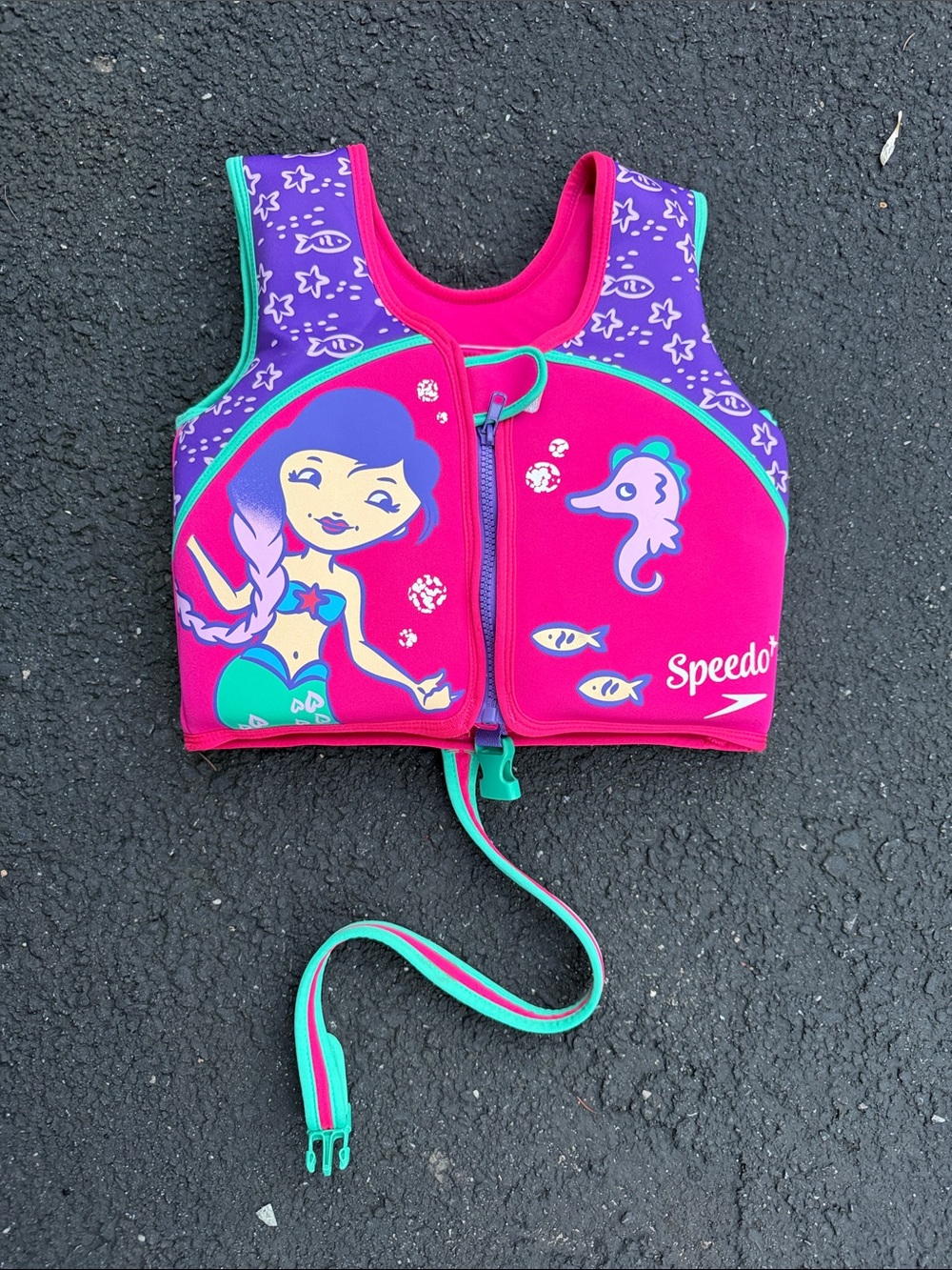 Speedo Girls' Mermaid Swim Vest - Hot Pink & Purple with Teal Accents